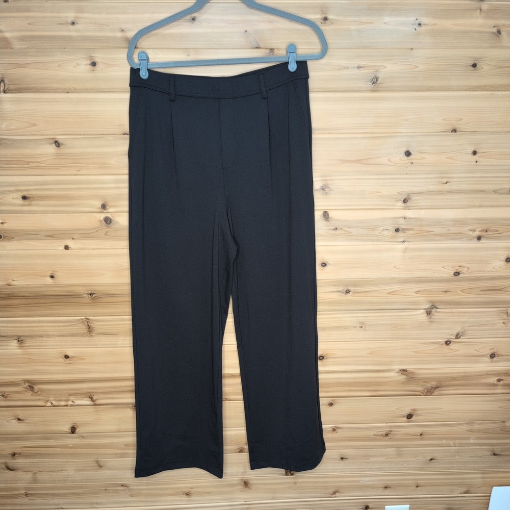 Halara High Waisted Wide Leg Dress Pants‎ Black Pleated Trouser Large 02721000